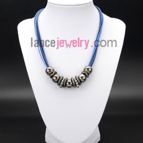 Fashion necklace with ccb beads and  wax rope in different color
