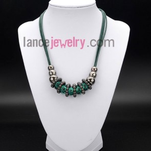 Classic necklace with ccb beads and green crystal beads