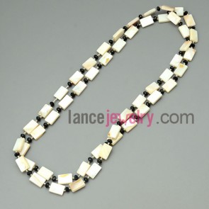 Square white shell and black acrylic necklace