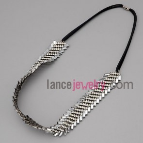 Cool necklace with black cord and claw chain and rhinestone and crystal
