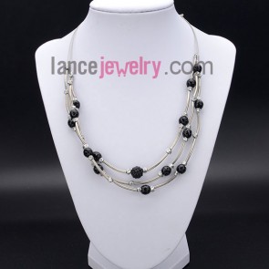 Cute necklace decorated with black crystal  and brass