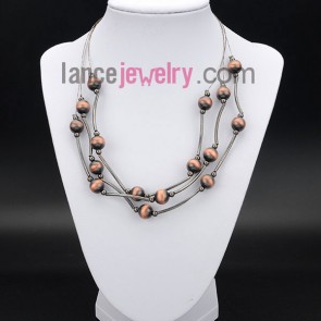 Cute necklace decorated with ccb beads in deep orange and small size brass
