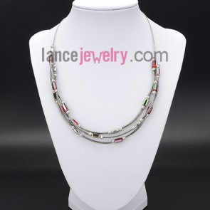 Trendy necklace with different color
crystal beads and brass 