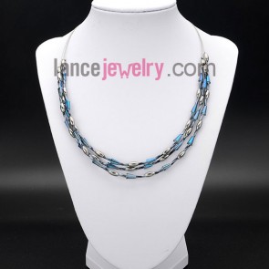 Romantic necklace with shining blue 
crystal beads and ccb
