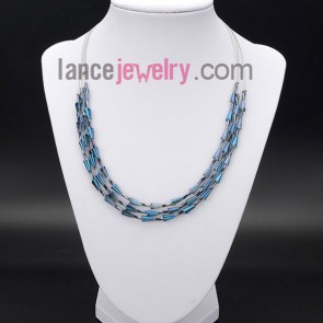 Romantic necklace with shining gradient blue crystal beads 