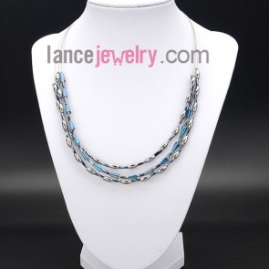 Shiny necklace with blue crystal and  ccb
