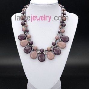 Retro necklace with acrylic beads in drop shape