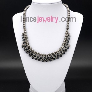 Cool necklace decorated with ccb beads and black crystal 