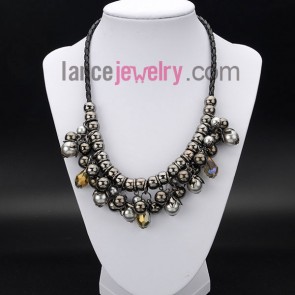 Elegant necklace decorated with ccb  and crystal and imitation pearl