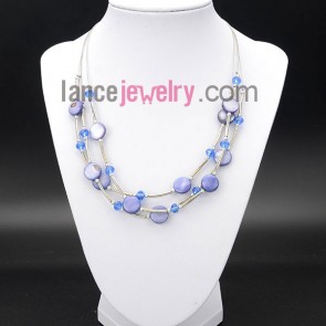 Sweet necklace with blue crystal beads and shell
 