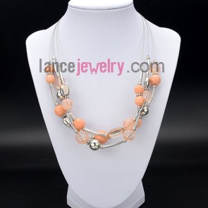 Romantic necklace with shiny ccb beads and brass and acrylic
 