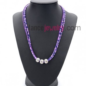 Gorgeous necklace with many small size measles in multicolor and alloy rings