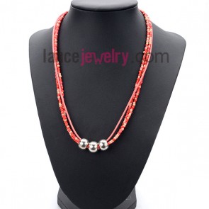 Bright suit of necklace with many small size measles in multicolor and alloy rings