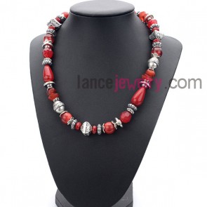 Festival suit of necklace with red ccb beads and acrylic 

