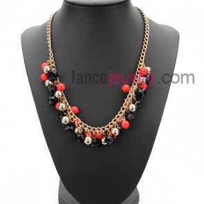 Delicate suit of necklace with ccb beads and acrylic beads in multicolor
