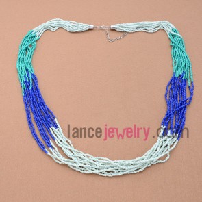 Fashion mix color plastic beading necklace