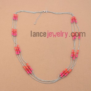 Bright necklace with acrylic beads in diffreent color in small size
