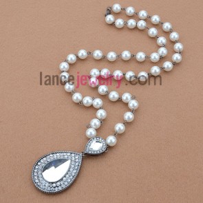 New Sweater Chain Necklace with Alloy Fingings,Water Drop Design
