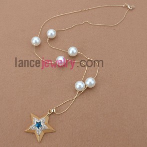 Elegant Sweater Chain Necklace with Alloy Findings,Star Design