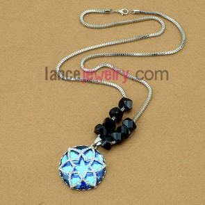 Fashion rhinestone & facet crystal flower pendant ornate chain necklace