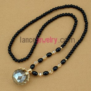 Shining crystal pendant sweater chain necklace