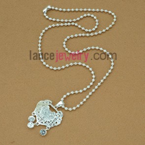 Elegant rhinestone lock pendant sweater chain necklace