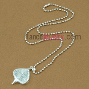 Trendy rhinestone heart pendant sweater chain necklace