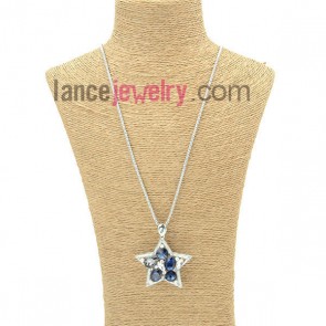Nice blue color crystal beads pendant sweater chain