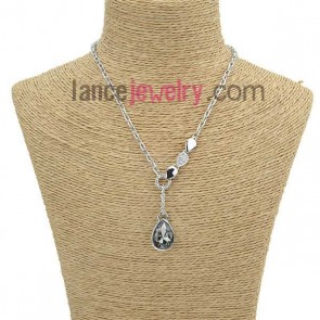 glittering crystal bead pendant sweater chain