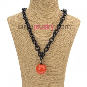 Fashion orange red color beads pendant sweater chain