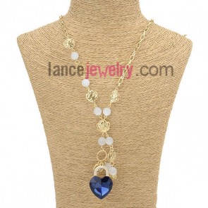 Nice blue color xrystal pendant sweater chain 