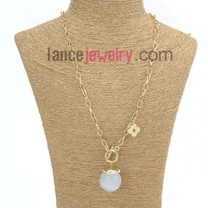 Pure white color abs beads pendant sweater chain