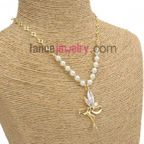 Lovely dancing angle pendant sweater chain