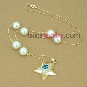 Star shaped crystal long necklace