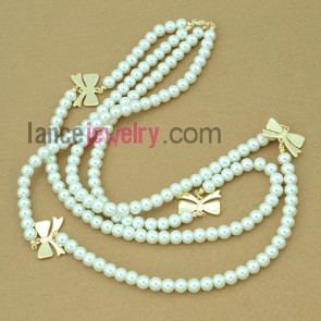 Beautiful two layers imitation pearl necklace