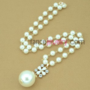 New style rhinestone & pearl necklace for lady