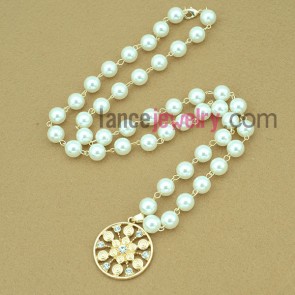 Fashion gold alloy charm pearl necklace jewelry