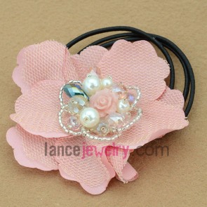 Sweet pink color flower design hair holder