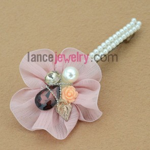 Sweet pink color flower design hair clip