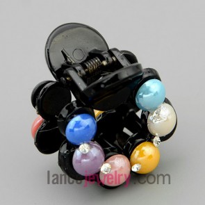 Shiny circle candy model  hair claw  with  rhinestone decoration
