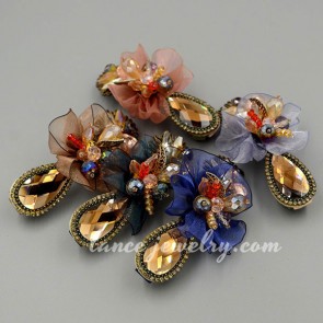 Elegant crystal & fabric decorated hair clip