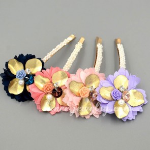 Fancy flower shape hair clip decorated with rhinestone & crystal