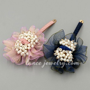 Beautiful fabric hair clip with designing into flower shape