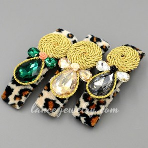 Classical fabric & crystal decoration hair clip