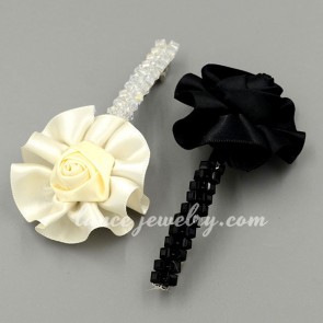 Classic hair clip decorated with crystal and a flower of fabric