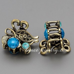 Classical rhinestone hair claw decorated with anti bronze plating
