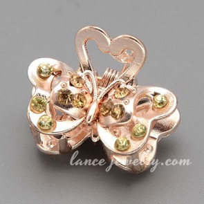 Unique butterfly shape hair claw decorated with rhinestone