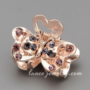 Retro rhinestone decorated the butterfly shape hair claw