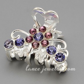 Classical zinc alloy hair claw decorated with rhodium plating