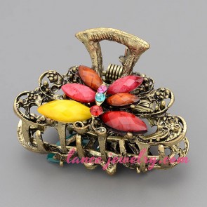 Colorful hair clip with zinc alloy & multicolor butterfly model decorated
